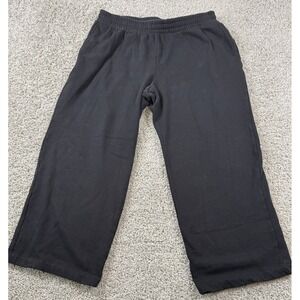 Old Navy Womens Wide Leg Sweatpants Black Pull On Drawstring Large Petite